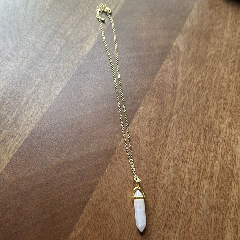 Rose Quartz Crystal Point Necklace - Picture 4 of 7